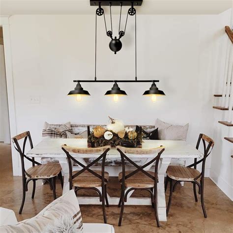 We were happy with the brightness in different color temperatures. Three-Light Pulley Pendant Light, Kitchen Island Light Adjustable Industrial Rustic Chandelier ...