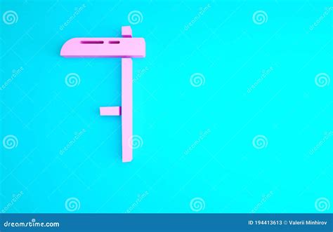 Pink Scythe Icon Isolated On Blue Background Minimalism Concept Stock