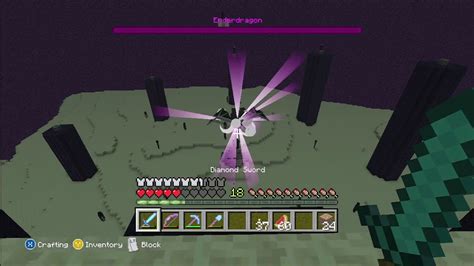 Minecraft Xbox Beating The Ender Dragon On Hard Mode Youtube