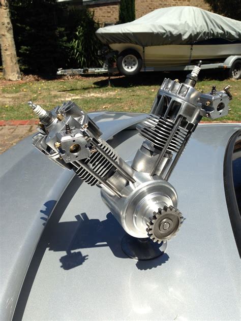 Vintage Harley Davidson V Twin Engine 811cc Model Engine On Stand Carbs