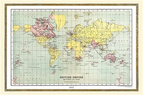 Old Map Of The World 1875 20347209 Framed Photos Wall Art Posters