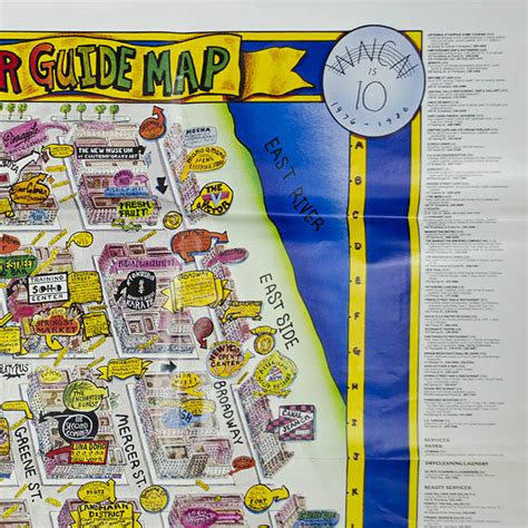 Map New York City Pictorial Soho Russo Vintage Poster 1986