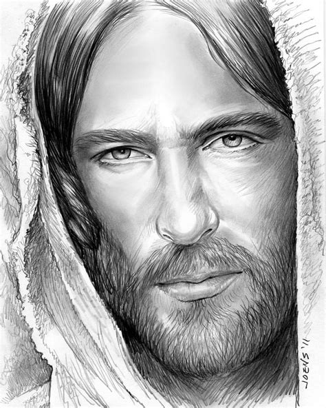 Jesus Face Drawing By Greg Joens