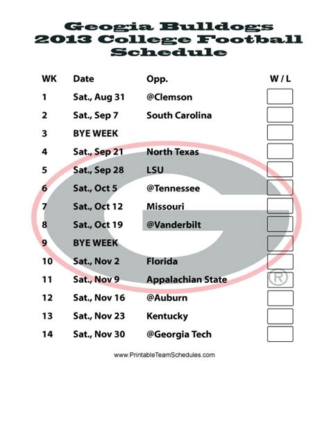Georgia Bulldogs 2013 College Football Schedule Georgia Bulldogs