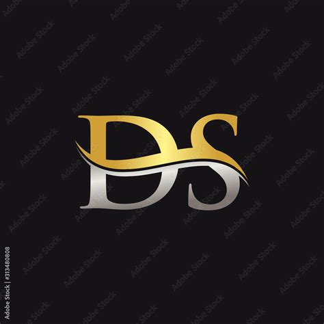 Initial Gold And Silver Letter Ds Logo Design With Black Background Ds