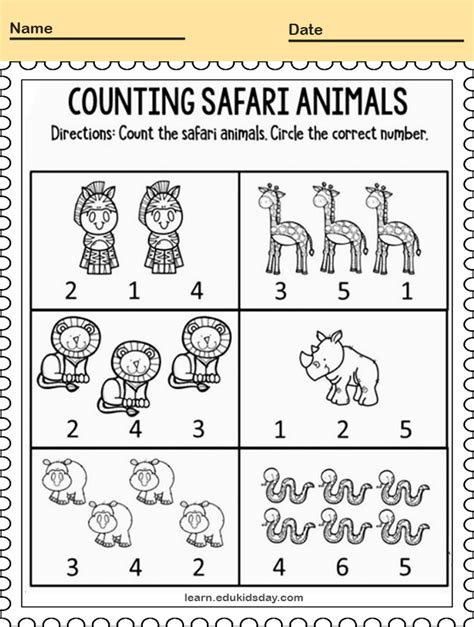 Free Printable Animal Counting Worksheets