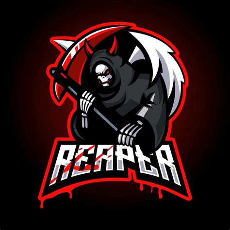 Grim Reaper Mascot Logo Design Illustration Vector Isolated On Dark
