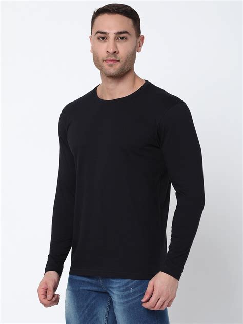 Behariji Enterprises Hosiery Black Full Sleeves Casual T Shirt Size