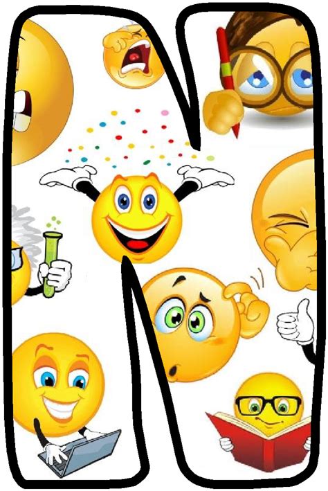 Abecedario De Emojis O Emoticonos Emoji Alphabet Color Yellow Orange