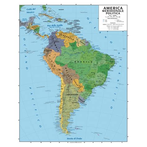 Carta Geografica Murale America Del Sud X Bifacciale Fisica E
