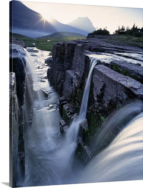 Triple Waterfall At Logan Pass In Glacier National Park In Montana Wall
