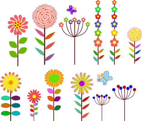 Cartoon Flowers Design Element Vectors Graphic Art Designs In Editable
