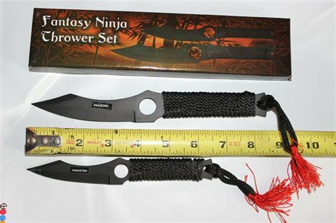 2 Piece Ninja Throwing Knife Knives Set Naruto Black Sheath Tactical