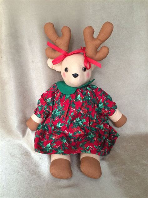 Reindeer Cloth Doll Noelle Reindeer Cranston Pattern Fabric Etsy Soft Dolls Fabric Dolls