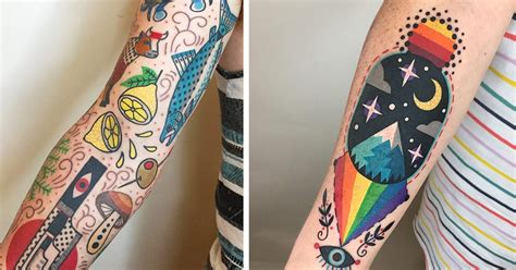 Technicolor Tattoos Mix Psychedelic Graphics With Memphis Inspired