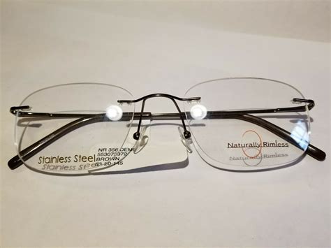 1707 081319 naturally rimless eyeglass frames stainless steel prescription rx optical frame