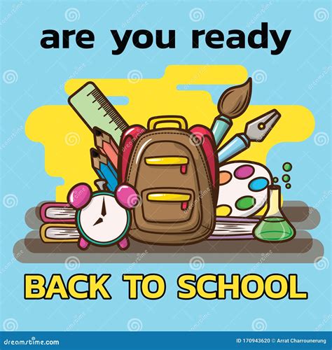 Are You Ready Back To School School Supplies On Blue Blackground
