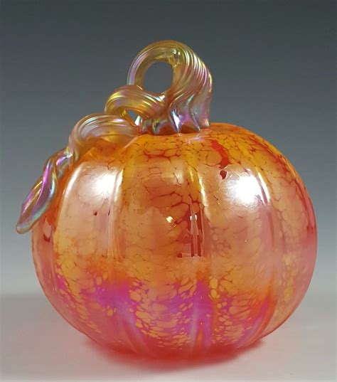 Grande Transparent Orange And Yellow Pumpkin By Mark Rosenbaum Art Glass
