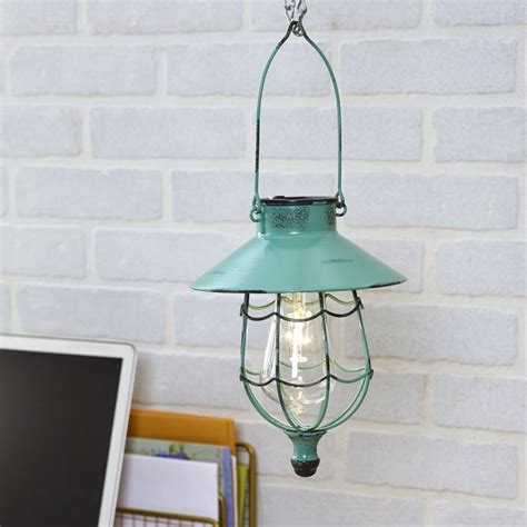 Distressed Porch Lantern Solar Powered Light With Vintage Style Cage