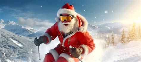 Premium Ai Image Santa Claus Skiing Ai Generated