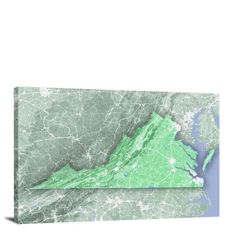 Virginia State Terrain Map 2022 Canvas Wrap