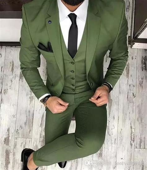 The easiest way to find exactly what you need. Olive Green Mens Suits For Groom Tuxedos 2019 Notched ...
