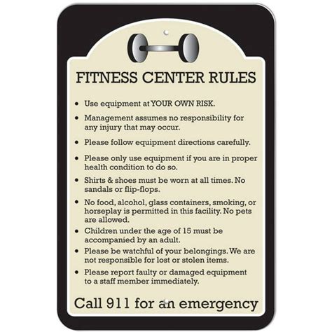 Fitness Center Rules Sign