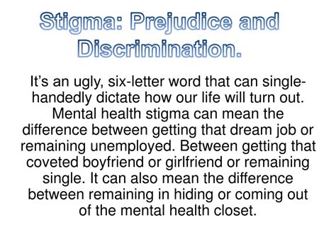 PPT Stigma The Impact Of Prejudice And Discrimination On People