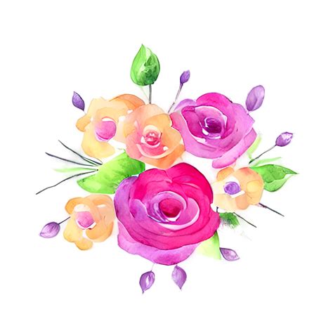 Bouquet Of Flowers Drawing Watercolor Flowers 24061012 Png