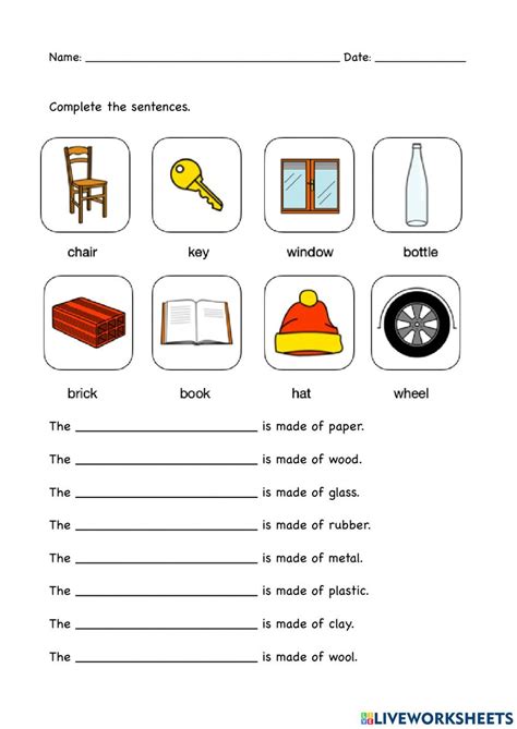 Materials And Their Properties Activity 2nd Grade Worksheets Science