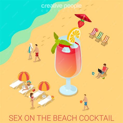 Premium Vector Sex On The Beach Cocktail Flat Isometric