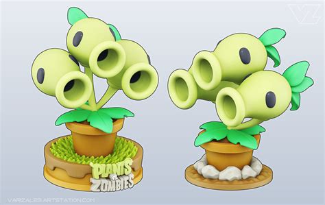 Plants Vs Zombies Threepeater 3d Model 3d Printable Cgtrader