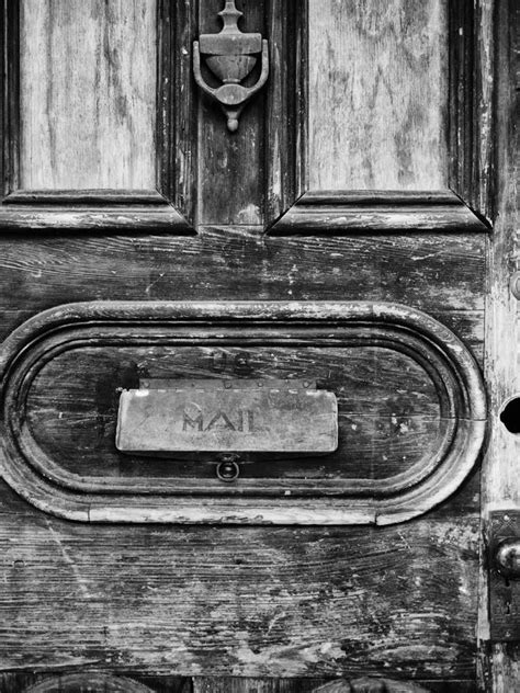 Old Door W A Mail Slot In The New Orleans French Quarter Bw