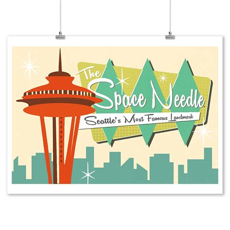 Space Needle Mid Century Modern Skyline And Sign