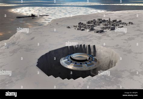Aliens And Nazi U Boote Die Ankunft An Der Versteckten Antarktis Basis 211 Stockfotografie Alamy