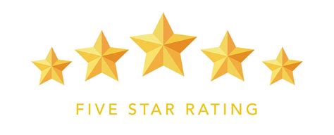 Five Golden Star Rating Vector Illustration In White Background