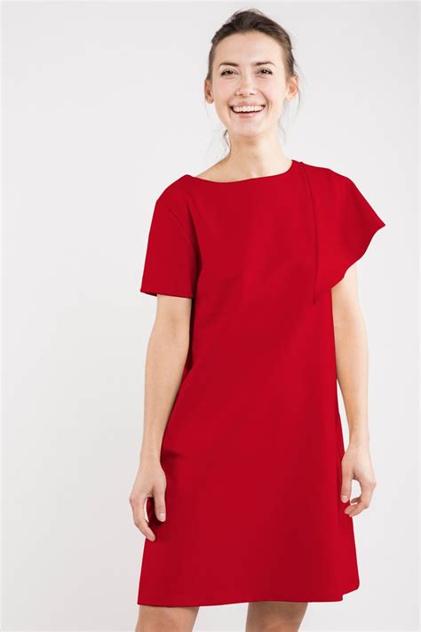 Women Red Dress Elegant Dress Midi Dress Loose Dress Etsy Uk Red
