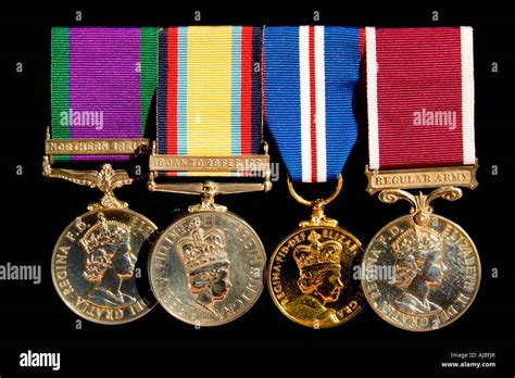 British Army Set Of Medals With Ribbons Stock Photo Royalty Free Image