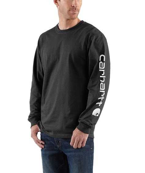 Carhartt Men S Loose Fit Sleeve Logo Long Sleeve Graphic T Shirt Marks