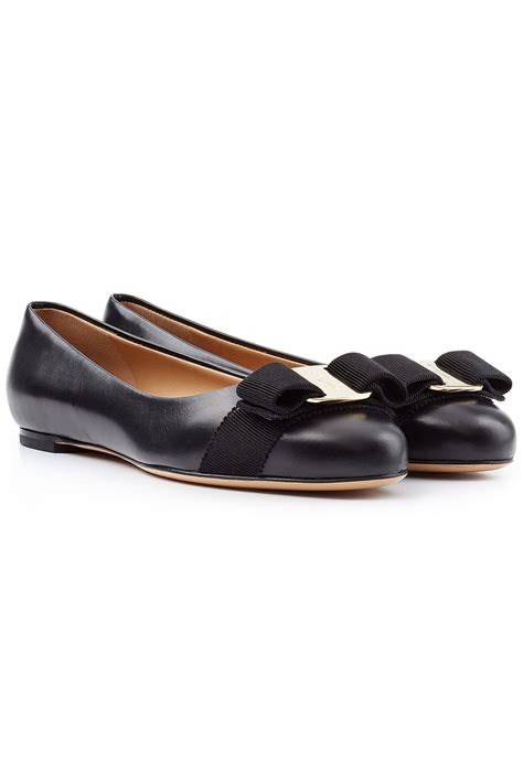 Lyst Ferragamo Varina Leather Ballet Flats Black In Black