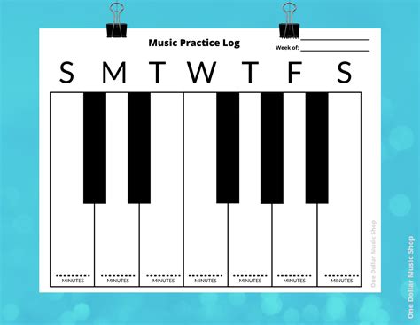 Piano Practice Chart Practice Log Instant Download Music Etsy Piano