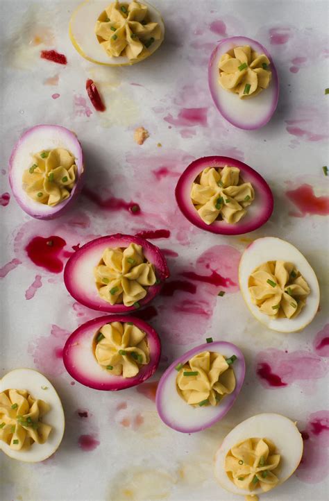 Naturally Dyed Pickled Deviled Eggs A Cozy Kitchen