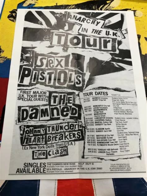 Rare Sex Pistols Anarchy In The Uk Tour Poster Double Sided Jamie Reid Artwork 59 34 Picclick
