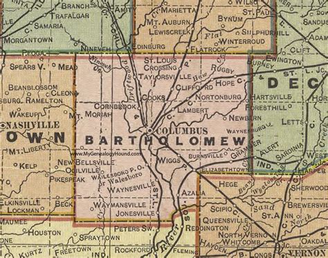 Map Of Bartholomew County Indiana Cities And Towns Map