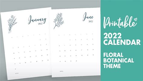 2022 Calendar Printable Cute Free 2022 Yearly Calendar Templates 2022