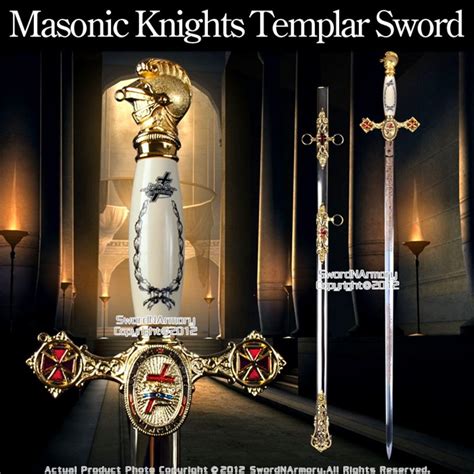 Freemasonry Knights Templar Sword Masonic Gold Fitting Red Cross Guard