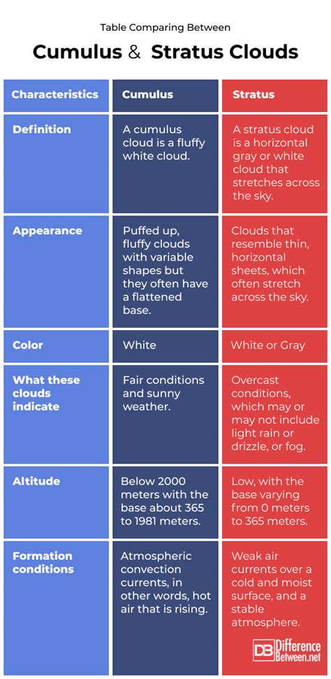 Difference Between Cumulus And Stratus Clouds Difference Between