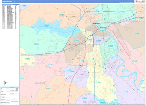 Shreveport Louisiana Zip Code Maps Color Cast