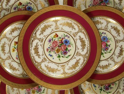 Antique French Limoges Porcelain Hand Painted And Raised Gold Encrusted