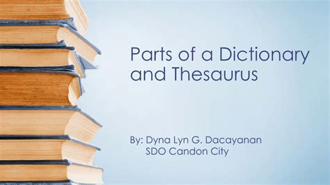 Parts Of A Dictionary And Thesaurus Youtube